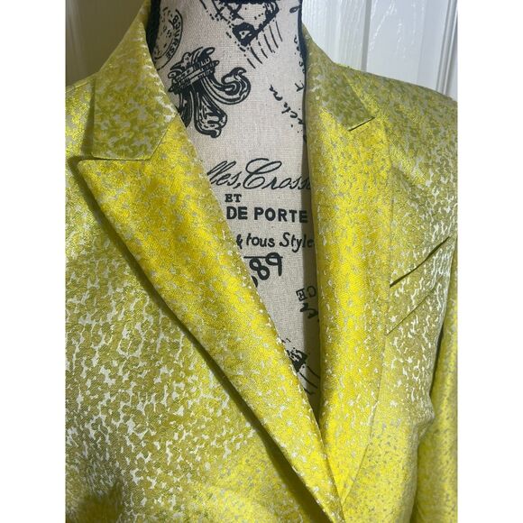 AKRIS PUNTO Yellow Jacquard One Button Blazer 10 Retail $1590 - Picture 8 of 14